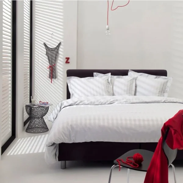 Damai Linea Bettwäsche-Garnitur Aus Satin – 135×200 / 80×80 Cm – Weiß 3