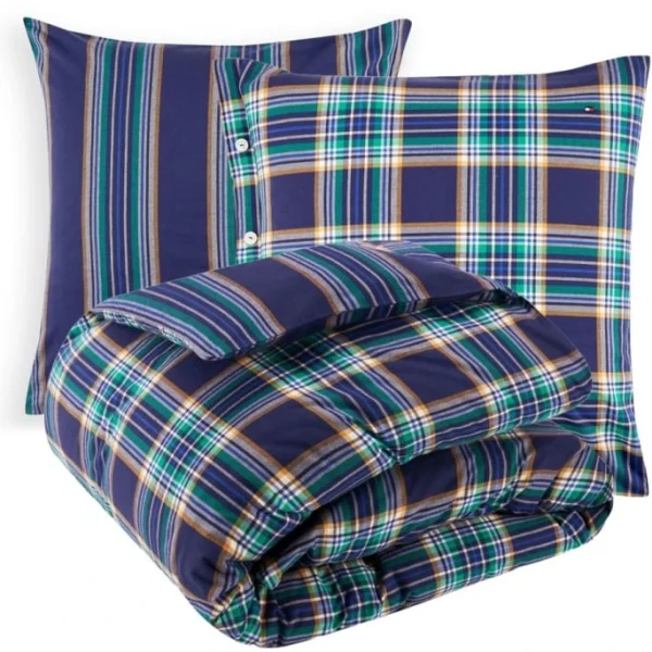 Tommy Hilfiger WOVEN FLANNEL Bettwäsche-Set Aus Flanell – 140×200 / 70×90 (AT) Cm – Evergreen 1