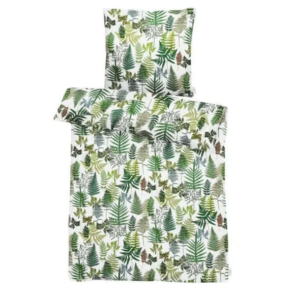 Apelt Moritz Bettwäsche-Set Aus Satin – 135×200 / 80×80 Cm – Weiß/grün 1