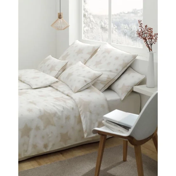 Elegante Cosmos Bettwäsche-Set Aus Satin – 155×220 / 80×80 Cm – Weißgold 3