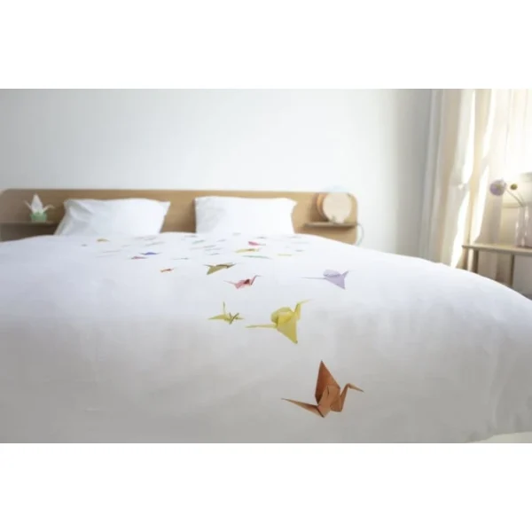 SNURK CRANE BIRDS Bettwäsche-Set – 135×200 / 80×80 Cm – Weiß Mit Motiv 3