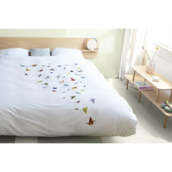 SNURK CRANE BIRDS Bettwäsche-Set – 135×200 / 80×80 Cm – Weiß Mit Motiv 4