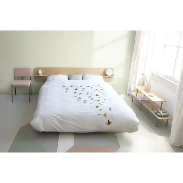 SNURK CRANE BIRDS Bettwäsche-Set – 135×200 / 80×80 Cm – Weiß Mit Motiv 5