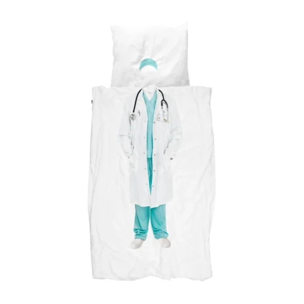 SNURK Doctor Bettwäsche-Set – 135×200 / 80×80 Cm – Weiß 1