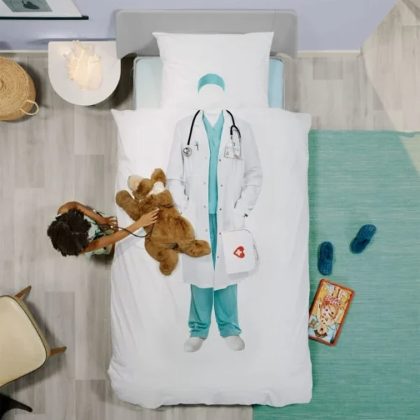 SNURK Doctor Bettwäsche-Set – 135×200 / 80×80 Cm – Weiß 4
