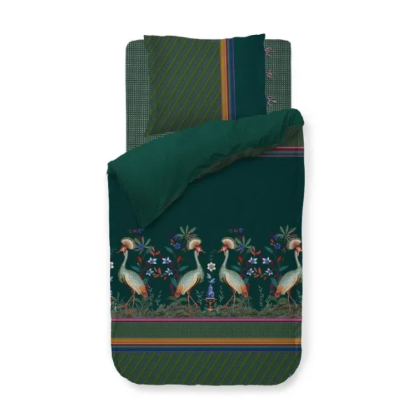 Pip Studio Birds In A Row Bettwäsche-Set – 135×200 / 80×80 Cm – Grün 1