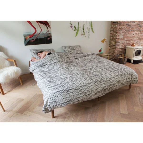 SNURK Twirre Bettwäsche-Set Mit Strick-Print – 200×220 / 2x80x80 Cm – Grau 3