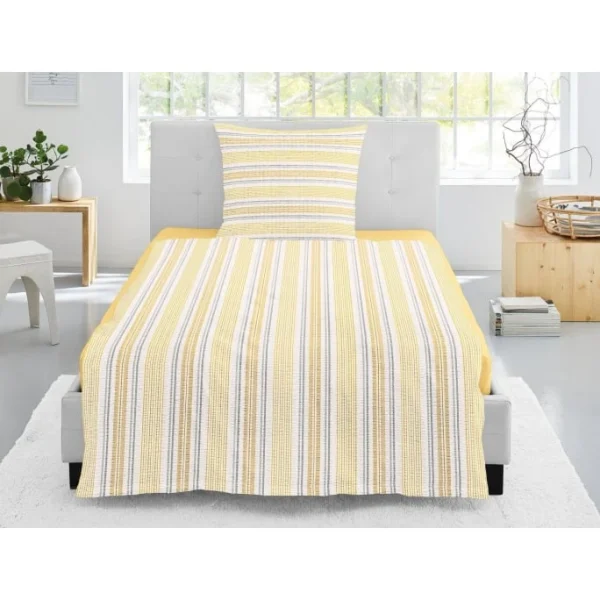 Irisette CALYPSO 8074 Seersucker Bettwäsche – 155×200 / 80×80 Cm – Gelb 3
