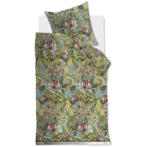 At Home Birds Paradise Bettwäsche-Set – 155×220 / 80×80 Cm – Grün 1