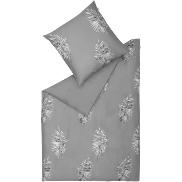 Schöner Wohnen Jungle Leaves Bettwäsche-Set – 155×220 / 80×80 Cm – Grau 1