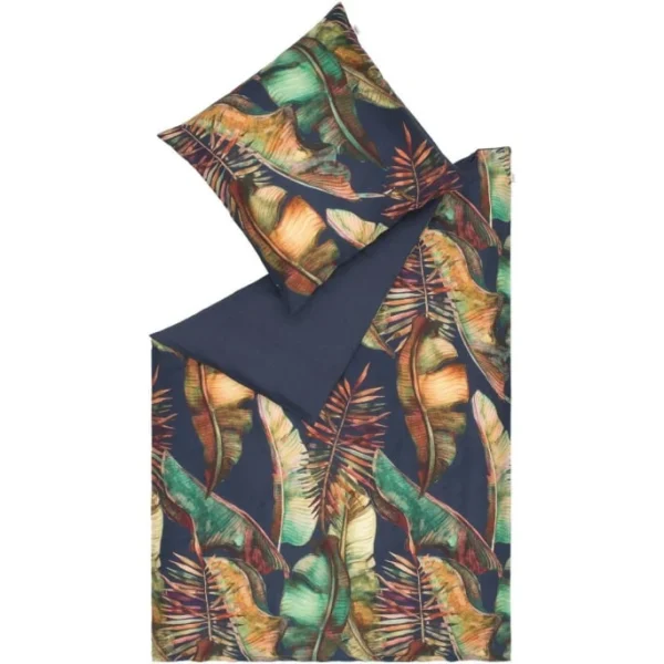Schöner Wohnen Jungle Leaves Bettwäsche-Set – 135×200 / 80×80 Cm – Marine 1