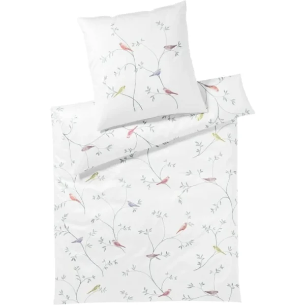 Elegante Garden Love Bettwäsche-Set Aus Seiden-Satin – 135×200 / 80×80 Cm – Weiß 1