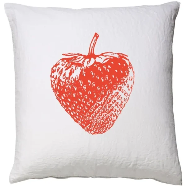 Elegante Erdbeere Bettwäsche-Set Aus Halbleinen – 135×200 / 40×80 Cm – Weiß-rot 3