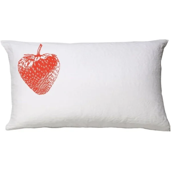 Elegante Erdbeere Bettwäsche-Set Aus Halbleinen – 135×200 / 40×80 Cm – Weiß-rot 4