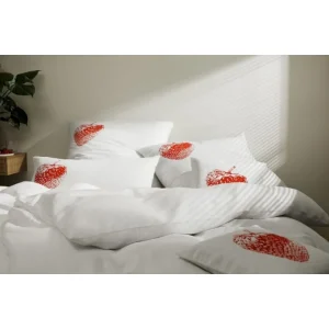 Elegante Erdbeere Bettwäsche-Set Aus Halbleinen – 135×200 / 40×80 Cm – Weiß-rot 13