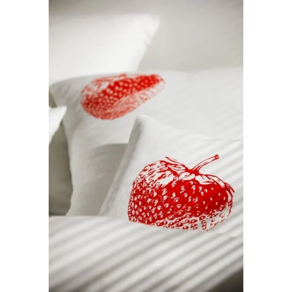 Elegante Erdbeere Bettwäsche-Set Aus Halbleinen – 135×200 / 40×80 Cm – Weiß-rot 6