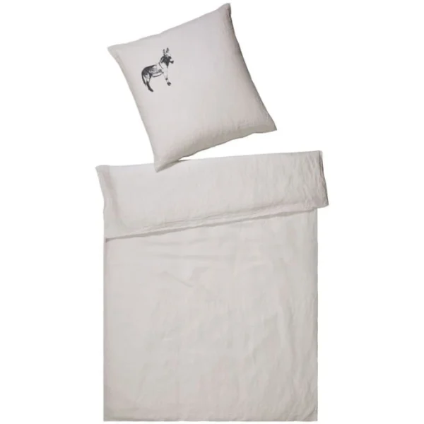 Elegante Esel Bettwäsche-Set Aus Halbleinen – 135×200 / 40×80 Cm – Kreide-anthra 1