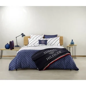 Tommy Hilfiger CLUB STRIPES Satin-Bettwäsche-Set – 155×220 / 80×80 Cm – Navy 18
