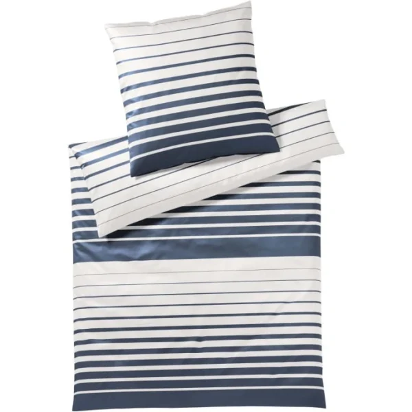 Elegante Refine Bettwäsche-Set Aus Mako-Satin – 200×200 / 2x40x80 Cm – Marine 1