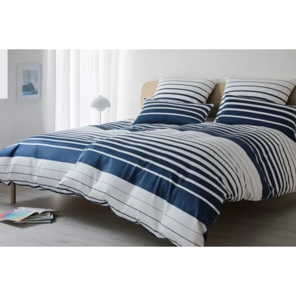 Elegante Refine Bettwäsche-Set Aus Mako-Satin – 200×200 / 2x40x80 Cm – Marine 4