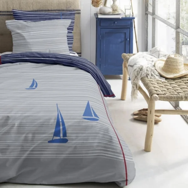 Cinderella Boats Wendebettwäsche-Set – 135×200 / 80×80 Cm – Deep Blue 9