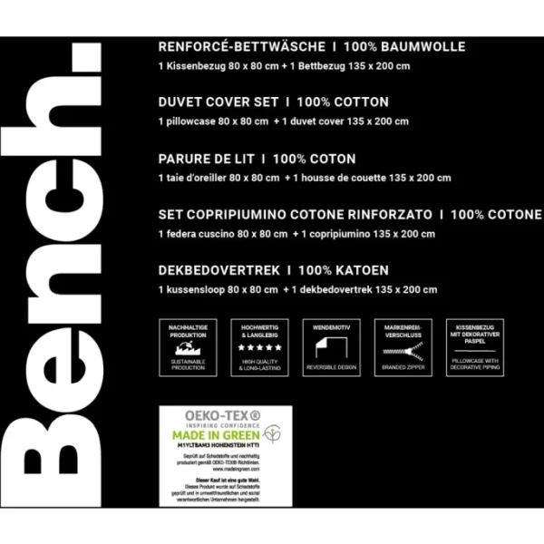 Bench Bettwäsche-Set Gestreift Aus Renforcé-Baumwolle – 135×200 / 80×80 Cm – Grau 7