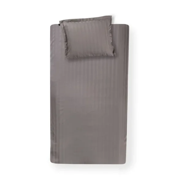 Damai Linea Bettwäsche-Garnitur Aus Satin – 135×200 / 80×80 Cm – Asphalt 1