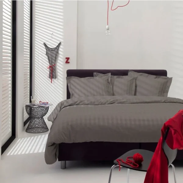 Damai Linea Bettwäsche-Garnitur Aus Satin – 135×200 / 80×80 Cm – Asphalt 3