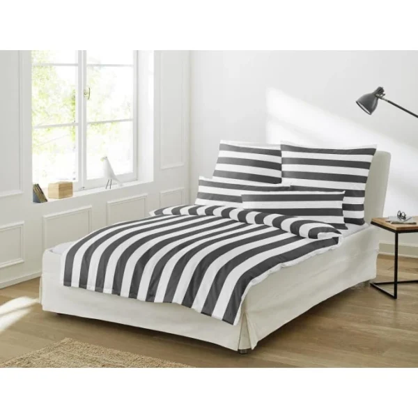 Irisette TAPE 8577 Mako-Satin Bettwäsche – 155×220 / 80×80 Cm – Grafit 3