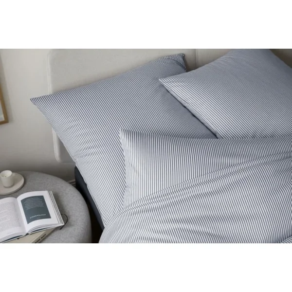 Elegante Sister Stripe Bettwäsche-Set Aus Mako-Jersey – 135×200 / 40×80 Cm – Blau 3