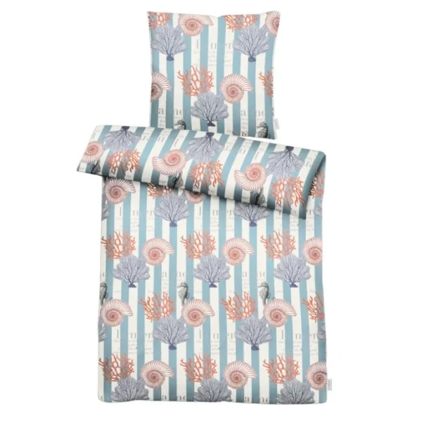 Apelt Moonlight Koralle Bettwäsche-Set – 135×200 / 80×80 Cm – Blau-weiß-rot 1