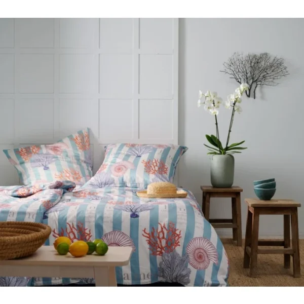 Apelt Moonlight Koralle Bettwäsche-Set – 135×200 / 80×80 Cm – Blau-weiß-rot 4
