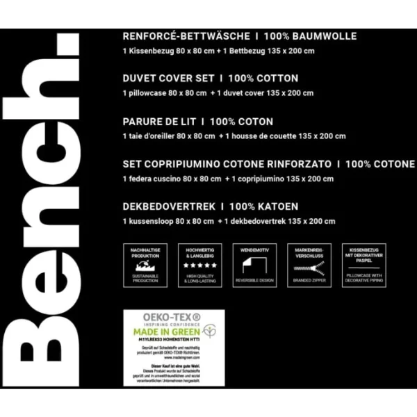 Bench Bettwäsche-Set Gestreift Aus Renforcé-Baumwolle – 135×200 / 80×80 Cm – Weiß 7