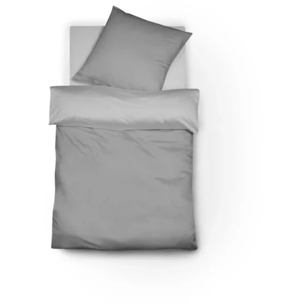 Fleuresse Porto Wendebettwäsche-Set Aus Buntgewebe – 155×200 / 80×80 Cm – Dunkel-hellgrau 1