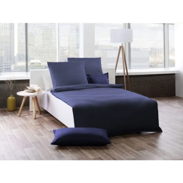 Fleuresse Rio Bettwäsche-Set Aus Seersucker – 135×200 / 80×80 Cm – Marine 3
