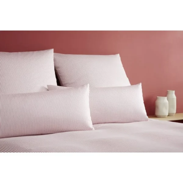 Elegante Sister Stripe Bettwäsche Aus Mako-Jersey – 155×220 / 80×80 Cm – Rose 3