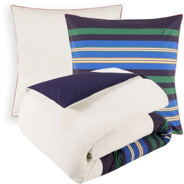 Tommy Hilfiger URBAN STRIPES Bettwäsche-Set Aus Bio-Perkal – 140×200 / 70×90 (AT) Cm – White 1