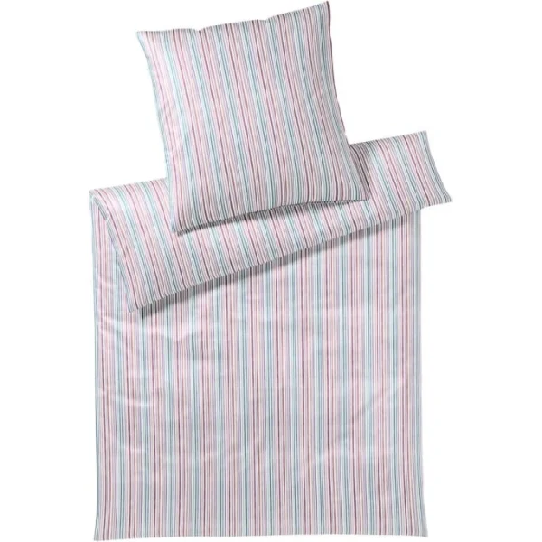 Elegante Rainbow Bettwäsche-Set Aus Mako-Batist – 135×200 / 40×80 Cm – Rosé-rot 1