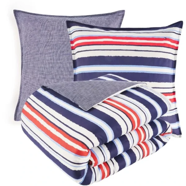 Tommy Hilfiger WATERCOLOR STRIPES Bettwäsche-Set Aus Mako-Satin – 140×200 / 70×90 Cm (AT) – Wave 1